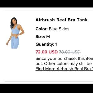 Airbrush Real Bra Tank by Alo Yoga in Blue Skies